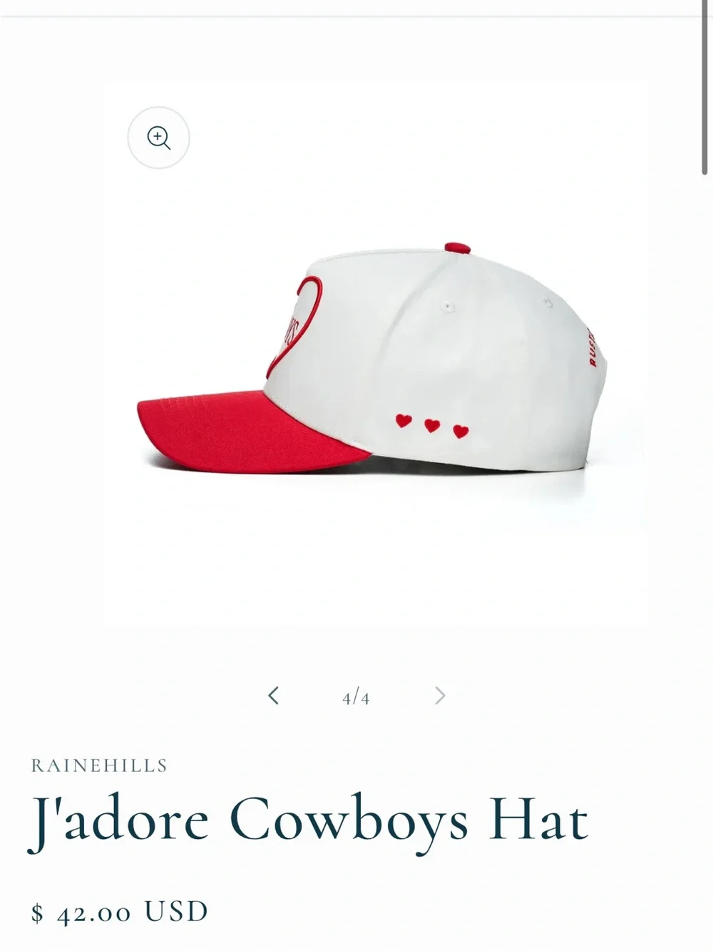 NWOT Rustler J’Adore (I Love) Cowboys Red Trucker Hat from Nashville OS